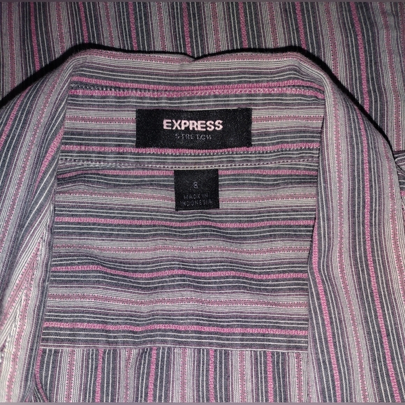 Express Pink & Grey Long Sleeve Button Up Sz 8 - Picture 5 of 6